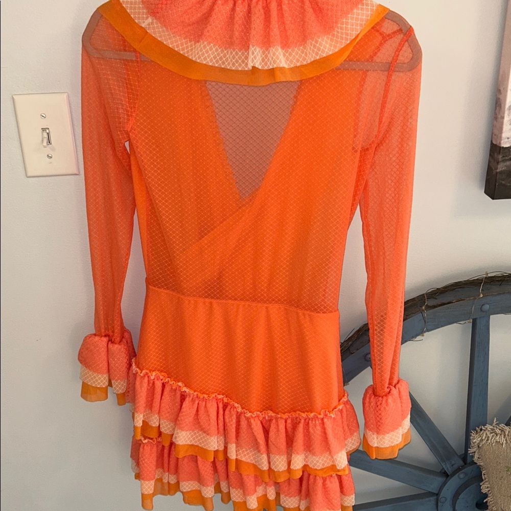 Peach Ruffle Long-Sleeve Mini Dress - Picture 5 of 5